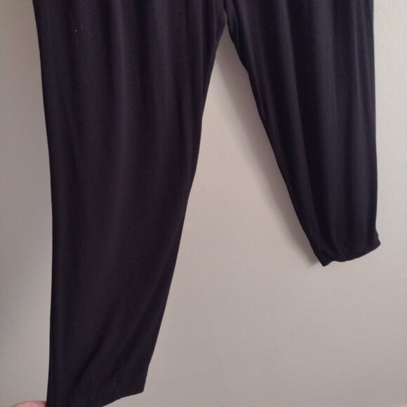 Eileen Fisher Black Pull On Pants XL Relaxed Fit Cropped Stretch Knit Trousers - Picture 7 of 11